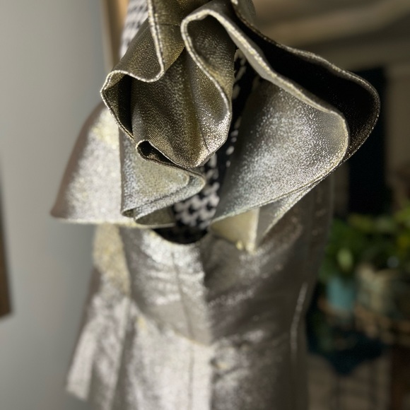 Cache iridescent ruffled sleeve peplum corset crop top - Picture 6 of 12